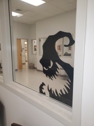 Image of Dr. Mark Brown's clinic exterior showing the building entrance with signage, clinic logo, and office hours displayed on the door.
